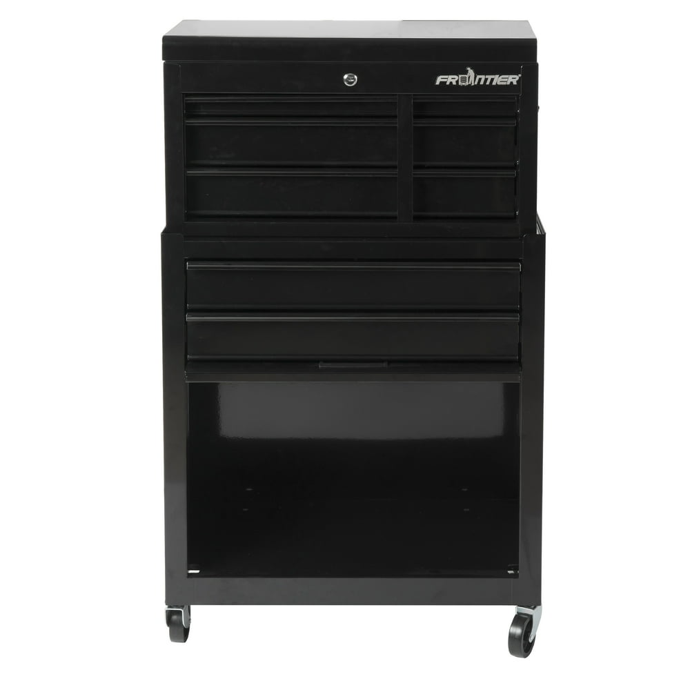 Frontier 24Inch Steel 5Drawer Tool Chest and Combo, Garage Storage Black