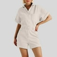 thumbnail image 2 of SRZYMJ Casual Womens Jumpsuit Stylish Women's Denim Jumpsuit Casual Summer Short Sleeve Romper Featuring Functional Pockets And Comfortable Straight Leg, 2 of 5