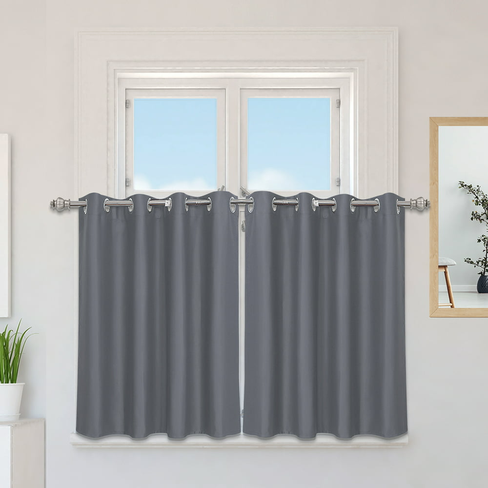 PiccoCasa Solid Blackout Cafe Kitchen Curtains Small Curtain Tier