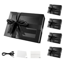 PACKHOME 5 Gift Boxes with Window for Fathers Day  9x6.5x3.8 inches, Black Boxes with Magnetic Lids