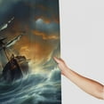thumbnail image 3 of Orinice  Vintage Pirate Ship Shower Curtain, Huge Wave Lapping Sailboat Shower Curtain Sets with Toilet Lid Cover, U-Shaped Mat and Non-Slip Rugs, Bathroom Decor Set  36x72, 3 of 7