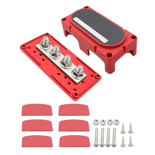 Bloque De Distribución De Energía De 4 Espárragos Profesional Para Vehículos Marinos RV M8 Rojo Sunnimix Bloque de distribución de energía
