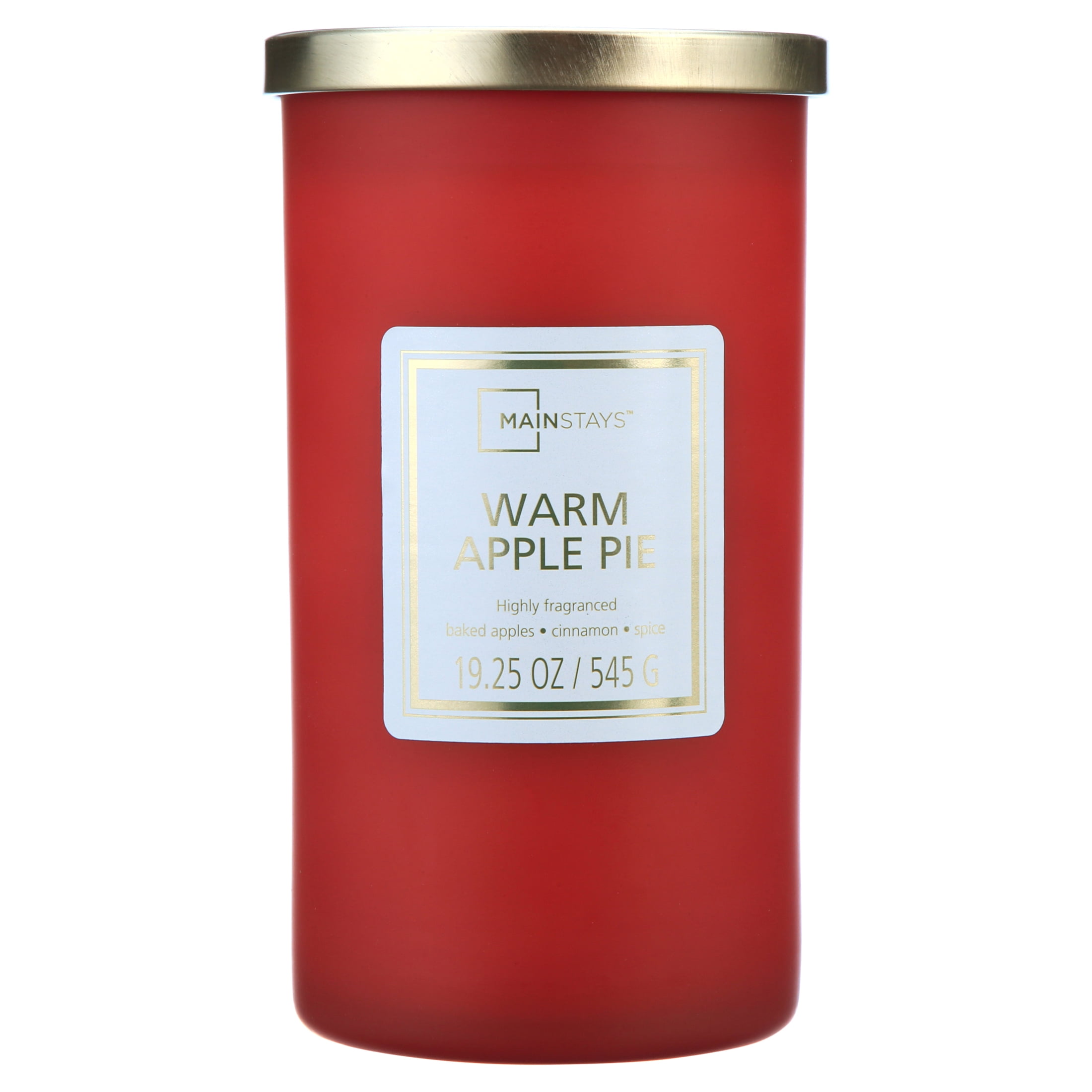 Mainstays Warm Apple Pie Frosted Glass Single-Wick Candle, 19 oz.