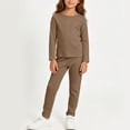 thumbnail image 2 of BLVB 1T-12Y Toddler Kids Girls Boys Soft Comfy 2PCS Set Long Sleeve Plain Shirts and Pants Sets Cotton Sleepwear Lounge Pajama Sets(Khaki,4-5 Years), 2 of 5