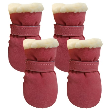 TELOLY 4Pcs Dog Shoes Snug Fit Dog Boots No Slipping Dog Winter Boots Pink L