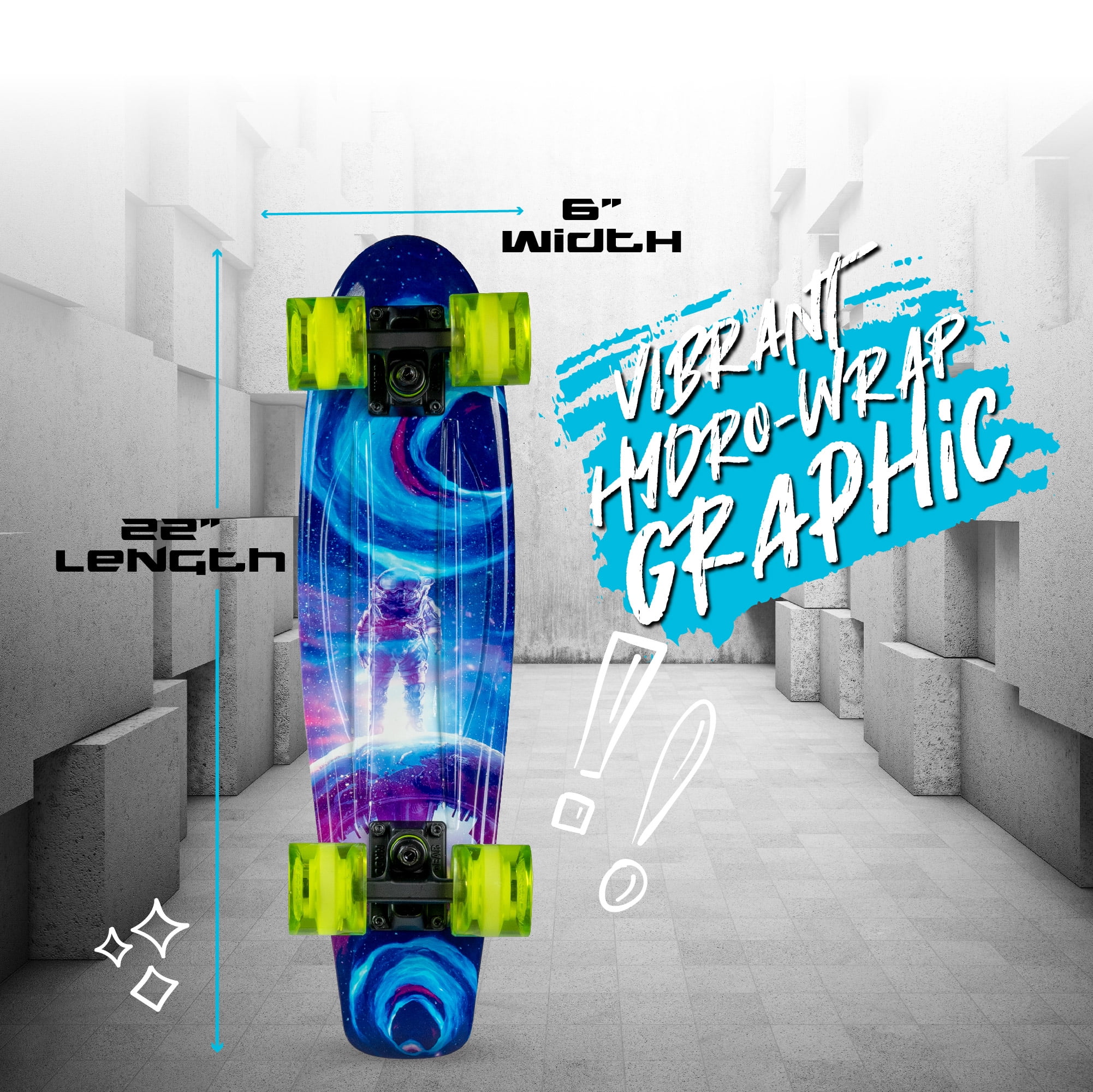 Madd Gear 22" Retro Beginner Skateboard Mini Cruiser- 62 mm Wheels Beginner Penny Style Board