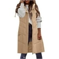 thumbnail image 6 of Women's Long Vest Sleeveless Lightweight Puffer Jacket Packable Hooded Down Coat Quilted Vest with Hood Winter, 6 of 6