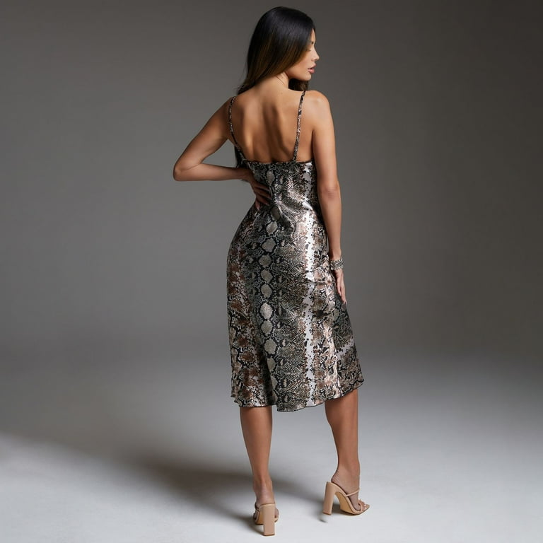 Women's bebe Satin Midi Slip Dress Color: Snake Size: X SMALL - Walmart.com