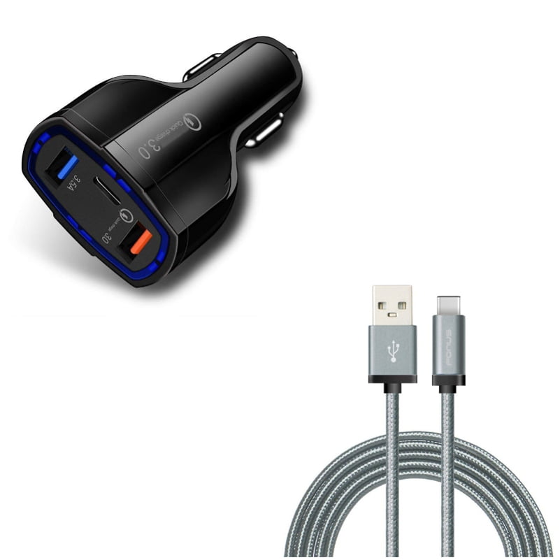 Charger Cord Type C 6ft Usb Cable W 3 Port Usb 48w Quick Car