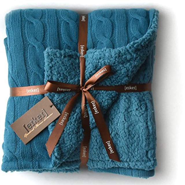 50 x 60 Posh Home Hooded Jersey Knit Reversible Sherpa Throw Blanket Blue