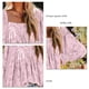 thumbnail image 5 of Blusa Puños con volantes Manga larga Cuello cuadrado Impresión Tops casuales de moda para mujer Rosa XXL, 5 of 6