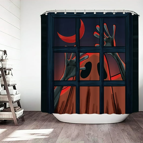 Qiopertar Halloween rideau de douche imp horreur salle de bain Décoration rideau de douche avec crochets 72x72 pouces paquet avec 12 crochets moins de 5 $Économisez jusqu'à 90%