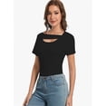 thumbnail image 6 of 3-pack Army Green Women's Fashion Clothes One Piece Cutout Tops Short Sleeve Knit Slim Fitted Shirts Tee Tshirts, 6 of 6