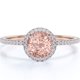 thumbnail image 1 of JeenMata Anillo de Compromiso de 1,50 Quilates con Halo de Diamantes y Morganita de Talla Redonda en Oro Rosa Macizo de 10 K, 1 of 6