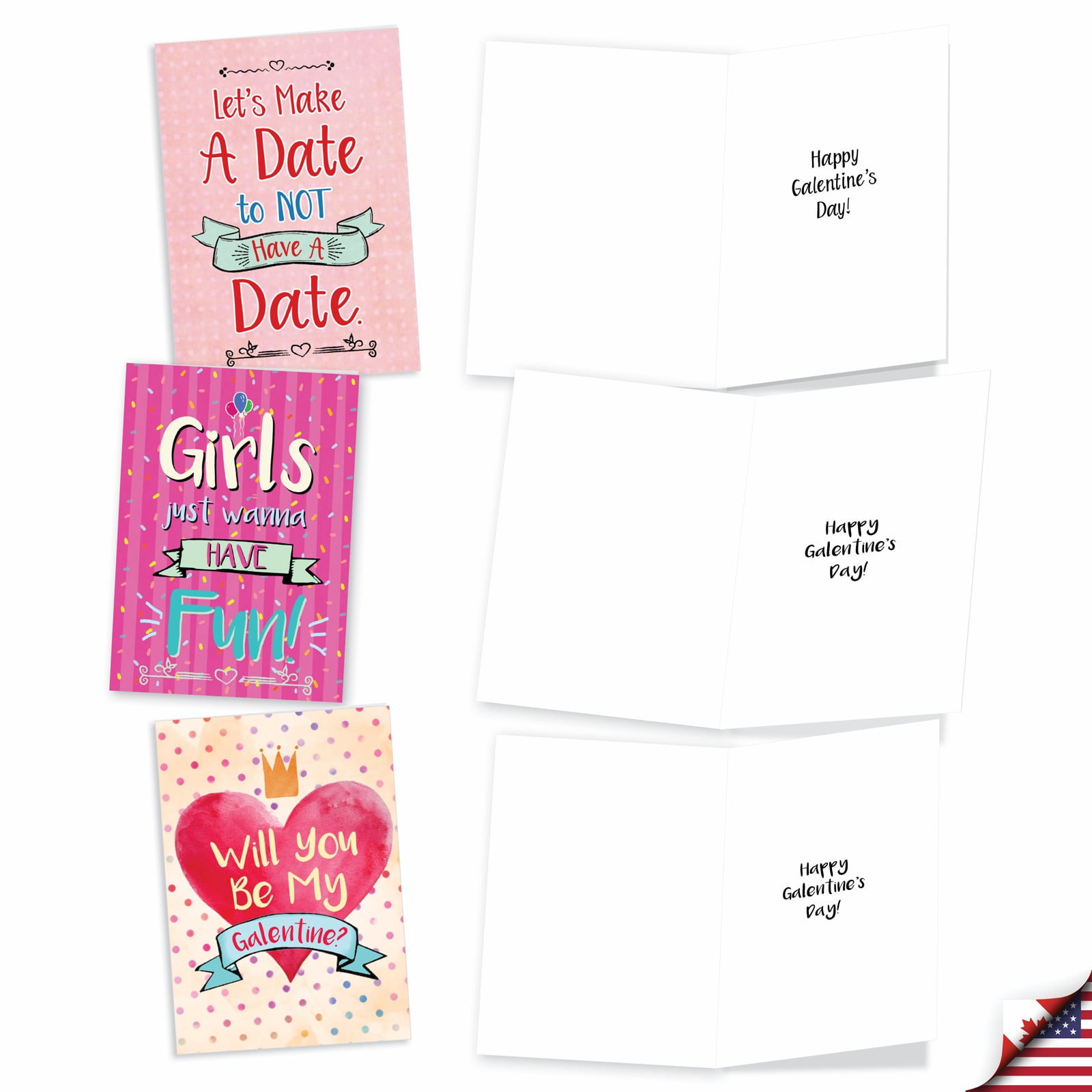 NobleWorks 20 Assorted Box Set Funny Galentine's Day Greeting Cards w/5 x 7 Inch Envelopes (10 Designs, 2 Each) Be My Galentine AC3355GAG-B2x10