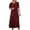 Wine, variant on USSUMA Dresses for Women 2025 Casual Spring Summer Dresses Short Sleeve Solid Color Ruffle Puff Sleeves Printed Floral Beach Maxi Dress Trendy Dress Loose Dresses Birthday Army Green Dress Size-L