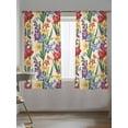 thumbnail image 5 of Sheer Curtains 72 inches Long, Colorful Irises Flowers Watercolor Plant Country Floral Light Filtering Sheer Window Curtains Rod Pocket Voile Drapes for Bedroom Living Room, 52"W x 72"L 2 Panels, 5 of 7