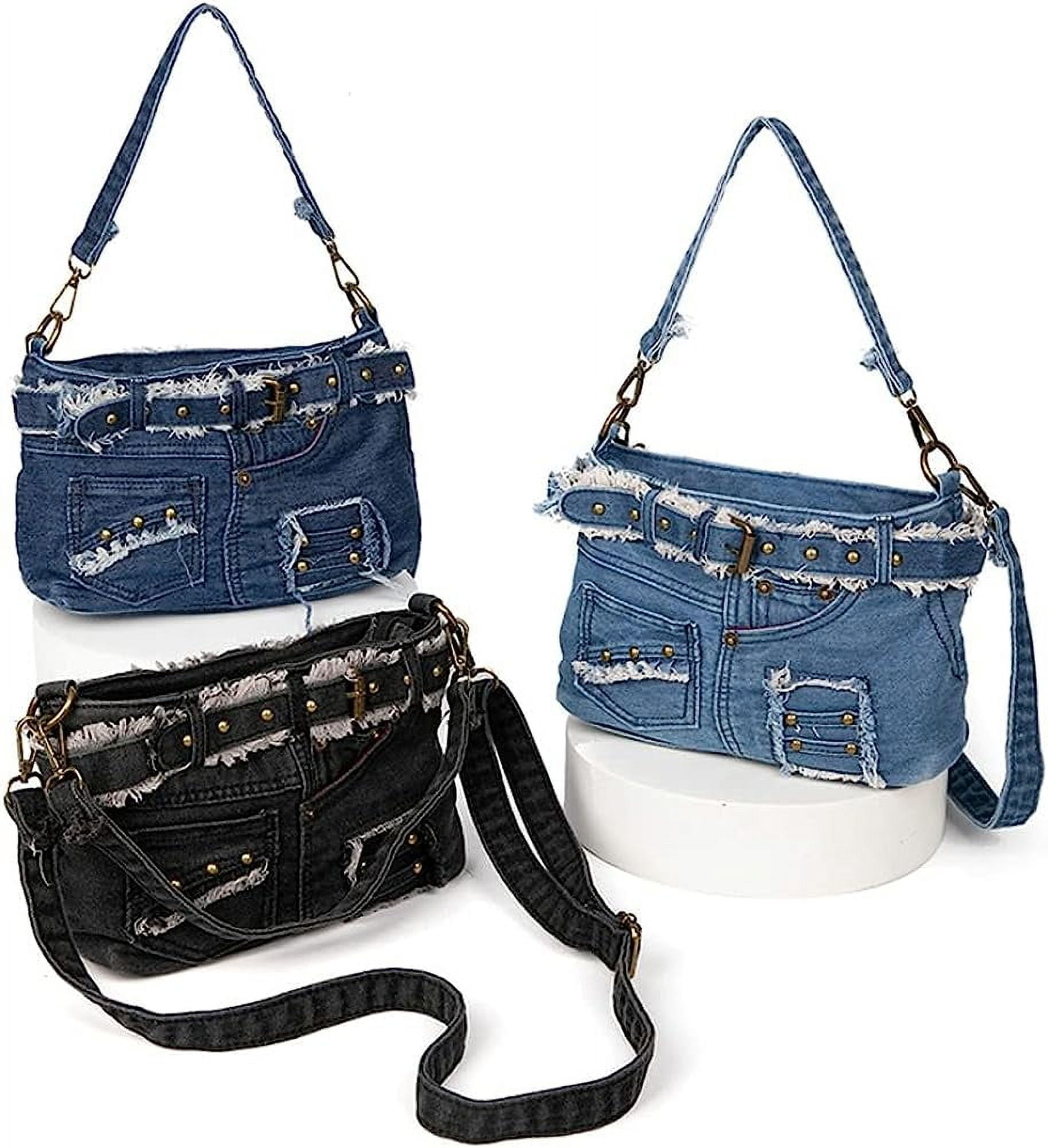   JEANS★Women's Ruched Shoulder Bag Women's Denim Satchel Crossbody Bag Shoulder Handbags Jean