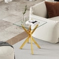 thumbnail image 6 of Glass Coffee Table, Holaki 17.7 " Clear Square Glass Coffee Table, Modern Coffee Table with Metal Legs, Center Table Sofa Table Home Furniture for Living Room, 6 of 7