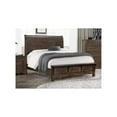 thumbnail image 3 of King Bed with Bench Footboard - Antique Gray Brown Wood, Modern Rustic Design, 19"H x 58"W x 16"D, 3 of 9
