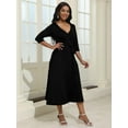 thumbnail image 7 of KISSMODA Midi Dresses for Women Casual 3/4 Sleeve Wrap Dress Plus Size Curvy Cocktail Dresses with Pockets, 7 of 7