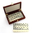 thumbnail image 3 of 1 Juego de caja de dominó de madera marrón duradera, fichas de dominó, juego de mesa de números clásicos para niños y niñas, recuerdos de fiesta, 3 of 5