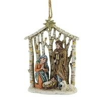 Kurt Adler 4.25-Inch Beige and Gold Nativity Christmas Ornament