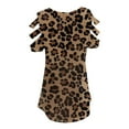 thumbnail image 3 of Pntutb Womens Summer Short Sleevesｖ-Neck Zipper Leopard Hollow Out T-Shirt Blouse Tops, 3 of 4