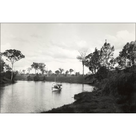 24"x36" Gallery Poster, Pleasure launch on the Bremer River 1900s