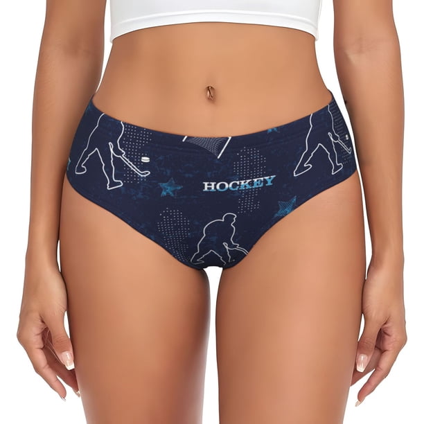 Fotbe Hockey Players Calzones Estampados para Mujer – Ropa Interior de Algodón, Cómoda, Suave y Elástica-XX-Large