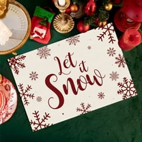 Steadline Christmas Snowflake Themed Placemats Set of 4 Heat Resistant Polyester Table Mats Holiday Dining Decor Red White Color Options Festive Dinner Party Accessories