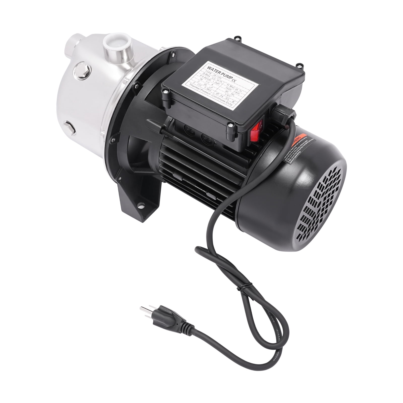ToppiJoy 0.8KW 3420rpm Electric Water Pump, Water Pump with Flow Control and Pressure Switch, Portable Utility Pump for Fish Ponds,Gardens(1.2Hp)
