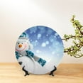 thumbnail image 6 of Balery Christmas Snowman In The Snow Print Bone China Decorative Plate Ceramic Dinner Plates Art Crafts with Display Stand-7in, 6 of 6