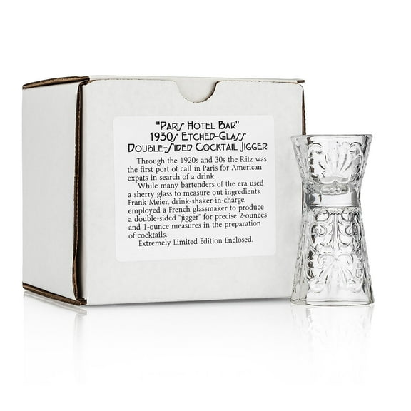 1930 Paris Hotel Bar – Crystal Double-Sided Jigger – Precision 1 and 2-Ounce Measures (Gift Box Collection)