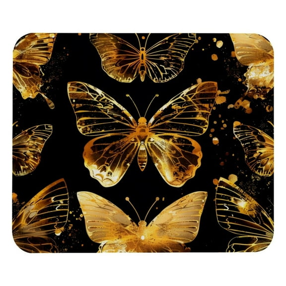 PhooArto Comfortable Mouse Pad Golden Butterfly Pattern Desktop Mousepad , 21 x 25 cm Mouse Mat, Non-Slip Rubber Base, Improves Speed and Precision