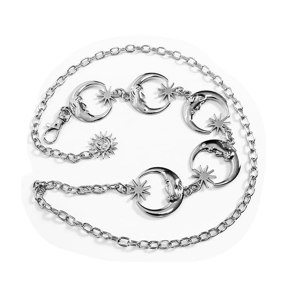 Cinturones De Cintura De Estrella De Luna, Cadena De Cintura Plateada Mujeres De Moda De La Luna De La Luna Cinturón De La Cintura Cinturón De Luna Decorativa Moderna Robusta Sin