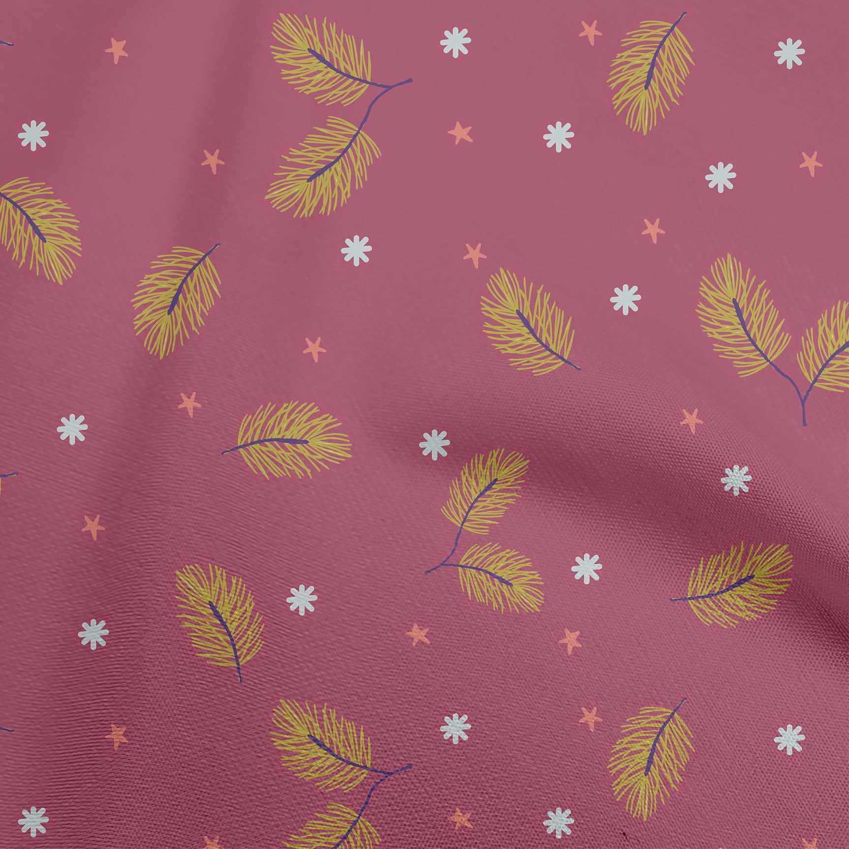 oneOone Polyester Spandex Maroon Fabric Christmas Feather Quilting Supplies Print Sewing Fabric By The Yard 56 Inch Wide