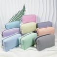 thumbnail image 4 of Bolsas de cosméticos for mujer, bolsa de cosméticos Seersucker, neceser de viaje, bolsa de maquillaje a rayas, organizador estético, bolsa de almacenamiento, 4 of 5