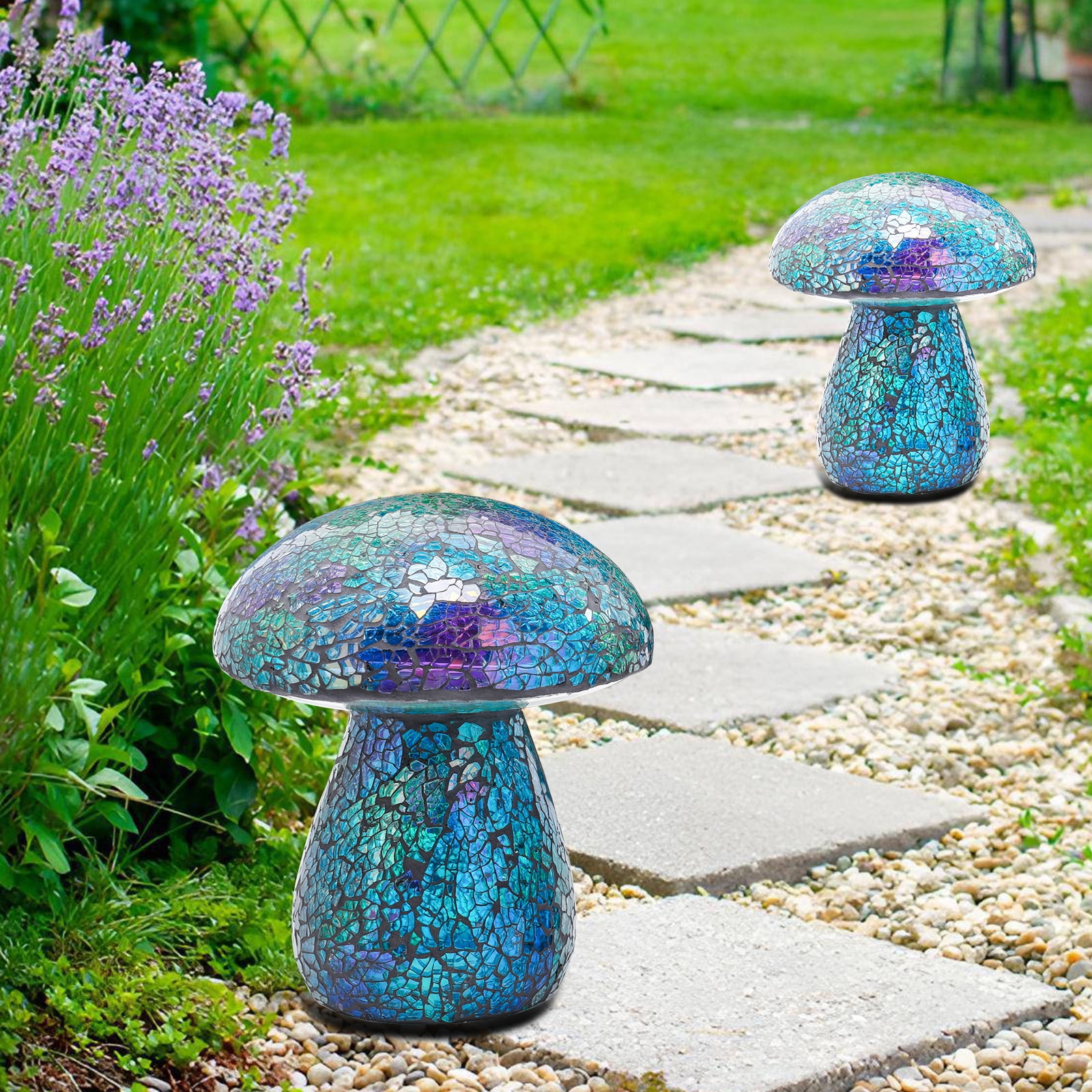 Outdoo Statue Exquisite Mosaic Mushroom Garden Statue,Outdoor Decor Hand - Crafted Colorful Glass Ornament for Indoor,Outdoor Patio, Yard & Landscape