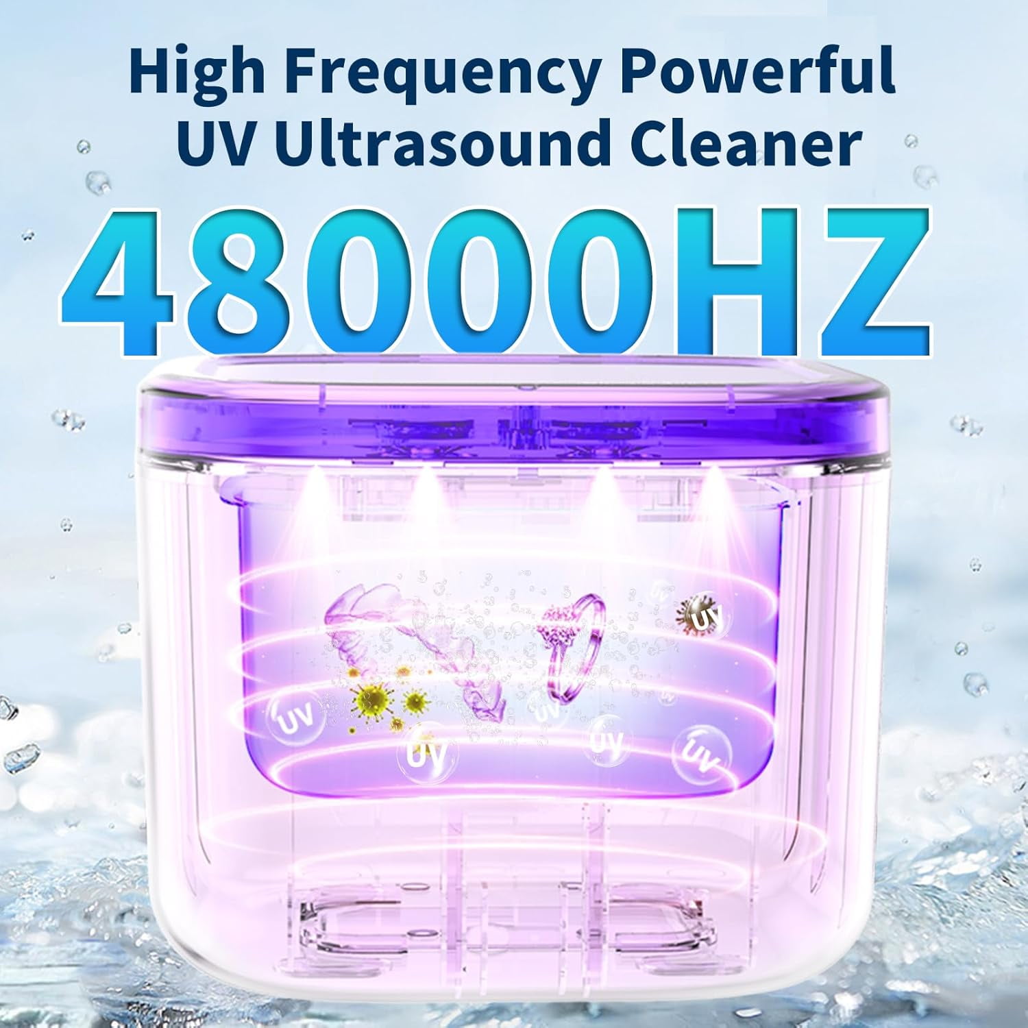 Prociv Ultrasonic Retainer Cleaner Machine 48kHz for Dentures, Mouth Guards, Braces, Toothbrush Heads, Jewelry, Ring with 300ML Capacity, 4 Modes Retainer Cleaning (White)