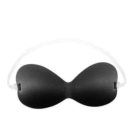 MSJUHEG Bras For Women Strapless Bra Women Thin Invisible Gathered Lift Sticky Bra Breathable Clear Strap Bra Adhesive Push Up Silicone Bras For Wedding Party Backless Dress Bralette Black A One Size