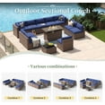 thumbnail image 3 of Aoxun 12 Piece Patio Furniture Set with 44” Fire Pit Table Wicker Rattan Outdoor Sectional Sofa Set with Coffee Table and 4” Thickened Cushions, Blue (Waterproof Cover Included), 3 of 8