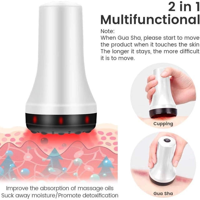 Electric suction cup-White, gua sha massager, cellublue massage anti-cellulite suction cup, promote blood circulation, Relax and relieve body, neck, legs, waist, back pain