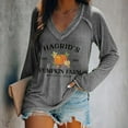 thumbnail image 2 of Womens Blouses Pumpkin And Letter V Neck Print Long Sleeve Womens Summer Clothes,Grey,4XL, 2 of 4