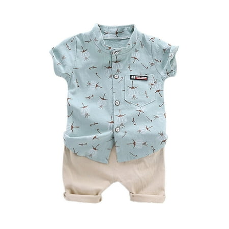 

Toddler Kids Baby Boys Casual Print Short Sleeve Tops +Shorts Outfits Set Sports Outfits for Kids