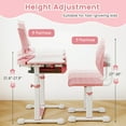 thumbnail image 3 of Gymax Kid's Study Desk & Chair Set w/Tilt Desktop Book Stand Footrest Bar for Toddlers Pinl, 3 of 8