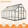 thumbnail image 3 of Jocisland 8x11.5x7 FT Polycarbonate Greenhouse, Walk-in Aluminum with 2 top-opening windows, 2 Swing Doors, Heavy Duty Outdoor Garden Greenhouse, Black, 3 of 9