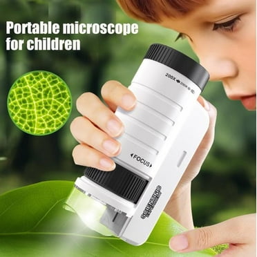 Children's handheld microscope Optical HD portable microscope, microscope with LED light, biological education science experiment toy gift.(black)