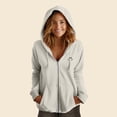 thumbnail image 3 of Dalix Smile Face Embroidered Fleece Zip Washed Hoodie Cold Fall Winter Women in Bone 2XL XX-Large, 3 of 5