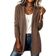 thumbnail image 2 of vzibsiv Cardigan for Women Long Sleeve Open Front Knit Fleece Jacket with Pockets Fall Winter Outfits Brown Size 2XL, 2 of 6